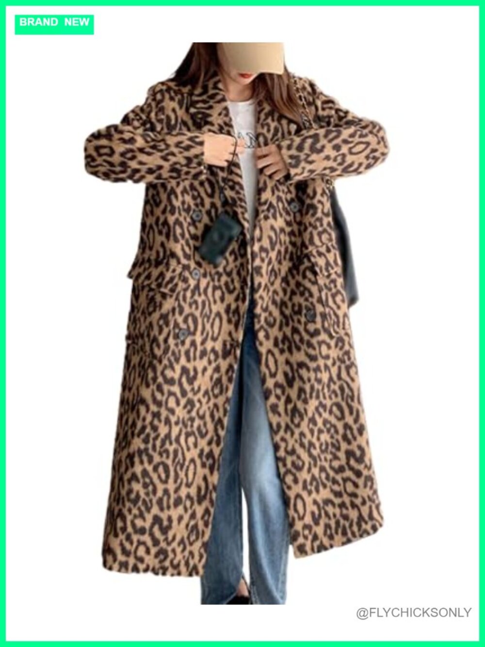 Women's Wool Blend Long Trench Coat Notched Lapel Double Breasted Pea Coat